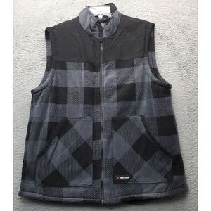 Parkside Vest Men Large Multi Plaid Fleece Pockets Front Regular Fit Full Zipper